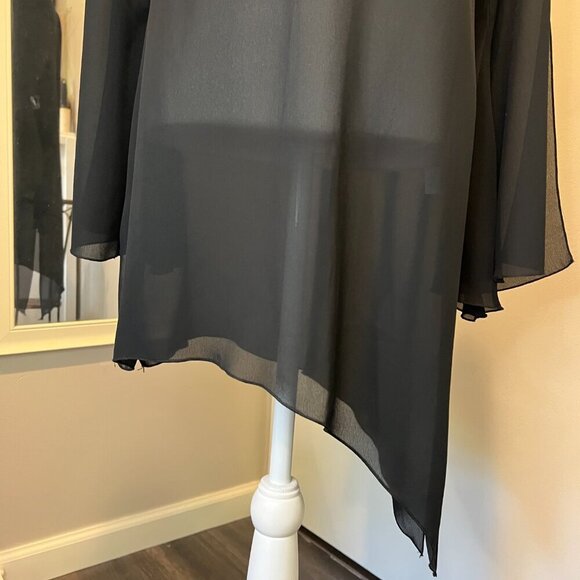 La Palapa Black Sheer Asymmetrical Tunic Swim Cover up, Size Medium - Picture 3 of 16